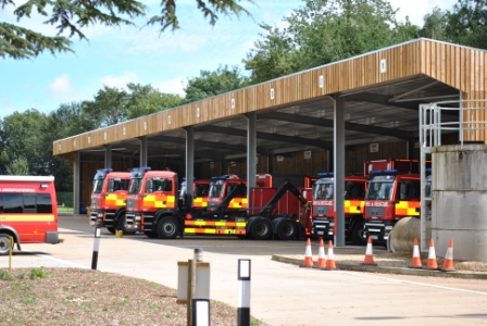 Fire Engines in garage building